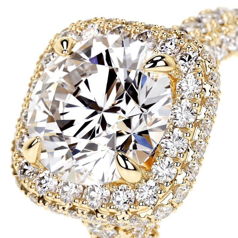 Radiant Cushion Halo Diamond Engagement Ring in 14K Yellow Gold