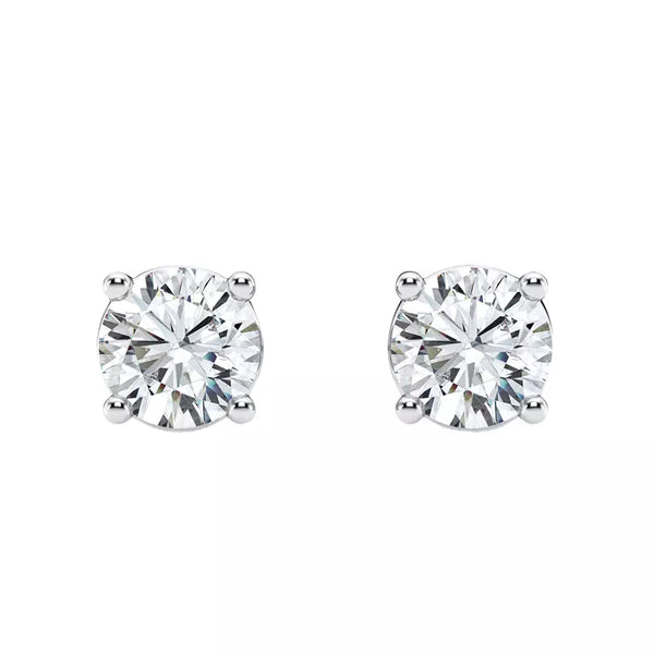 0.50 Carat Lab Grown Diamond Stud Earrings in 14K White Gold – VVS Clarity, F Color, Secure Pushback Setting