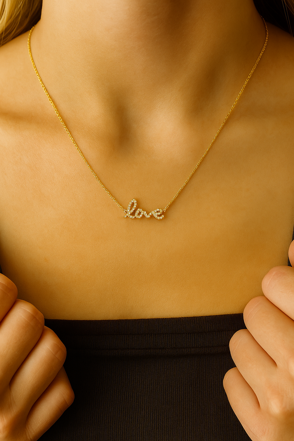 14K Gold Love Necklace with Diamonds