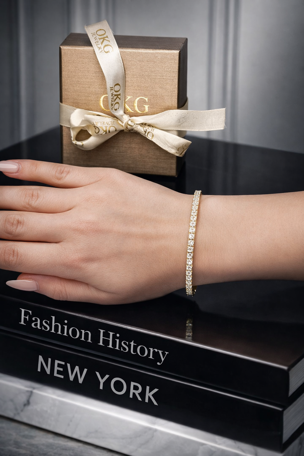 Lab Grown Diamond Tennis Bracelet 4.31 CTW Round Cut in 14K Yellow Gold | OKG Jewelry