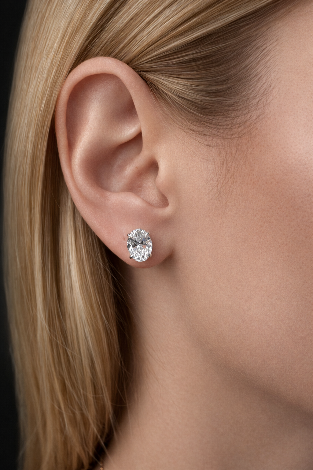 5.00 Carat Oval Cut Lab-Grown Diamond Stud Earring