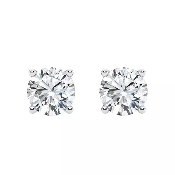 1.50 Carat Lab Grown Diamond Stud Earrings in 14K White Gold – VVS Clarity, F Color, Secure Pushback