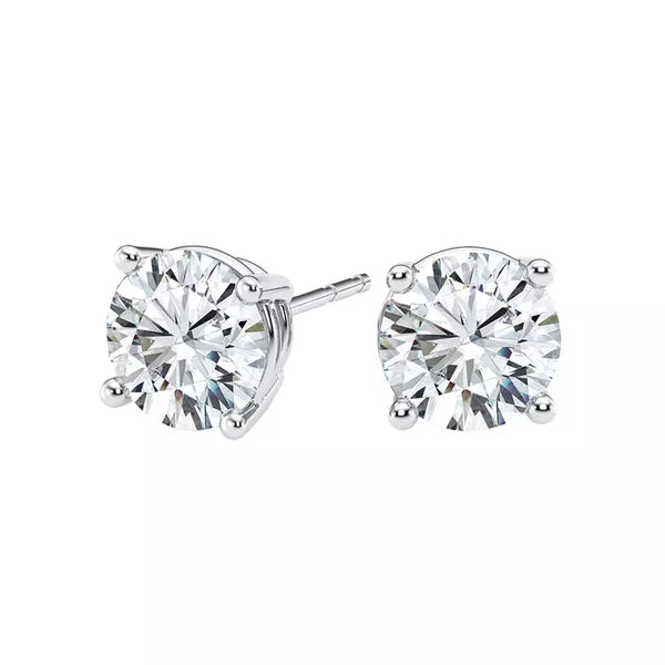 1.50 Carat Lab Grown Diamond Stud Earrings in 14K White Gold – VVS Clarity, F Color, Secure Pushback