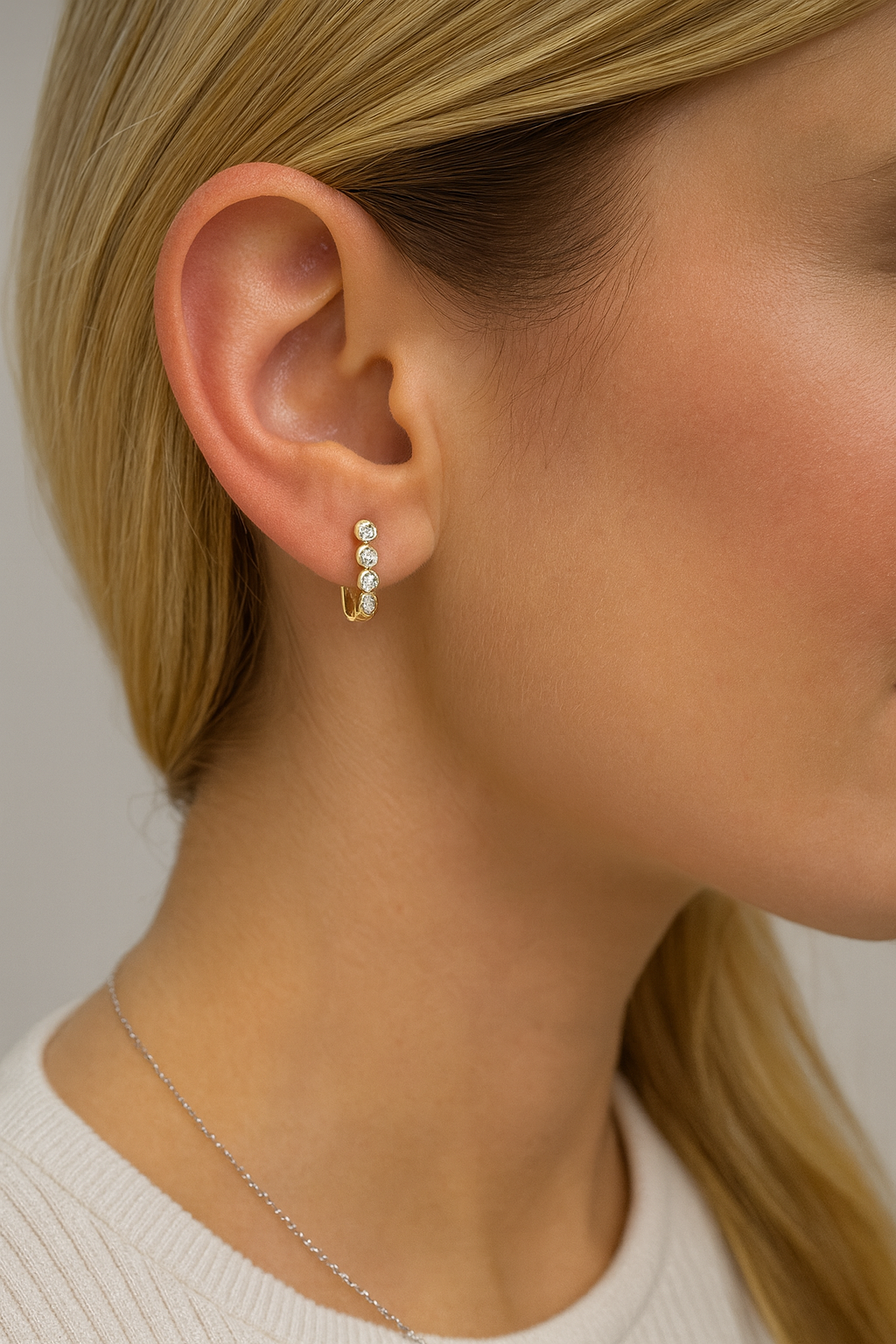 Bezel-Set Diamond Hoop Earrings in 14K Gold | 0.10 CT Miracle-Set Diamonds