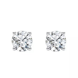 1.00 Carat VVS F Color Lab Grown Diamond Stud Earrings in 14K White Gold – Pushback Secure Setting