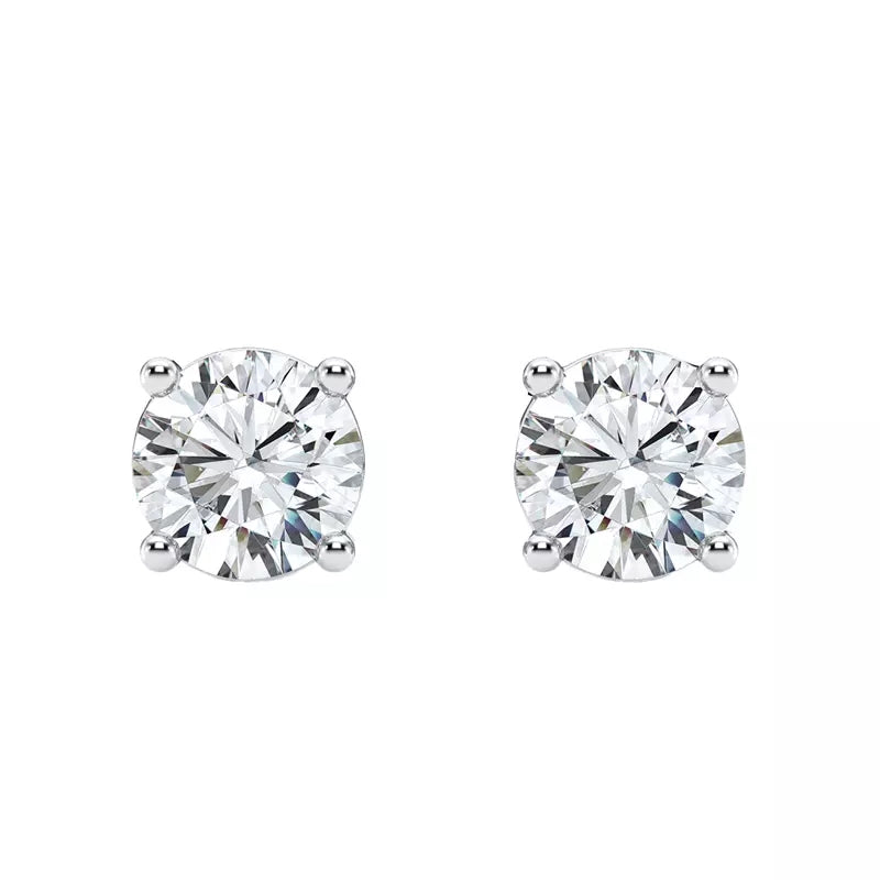 1.00 Carat VVS F Color Lab Grown Diamond Stud Earrings in 14K White Gold – Pushback Secure Setting