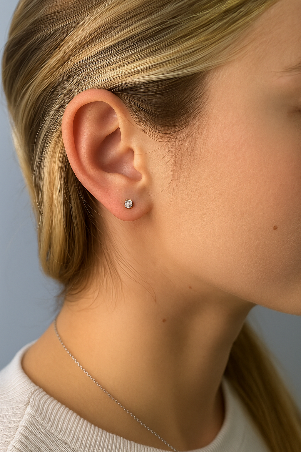 14K Gold Diamond Solitaire Stud Earrings 0.16 Carats | Classic 3-Prong Design in White, Yellow, or Rose Gold