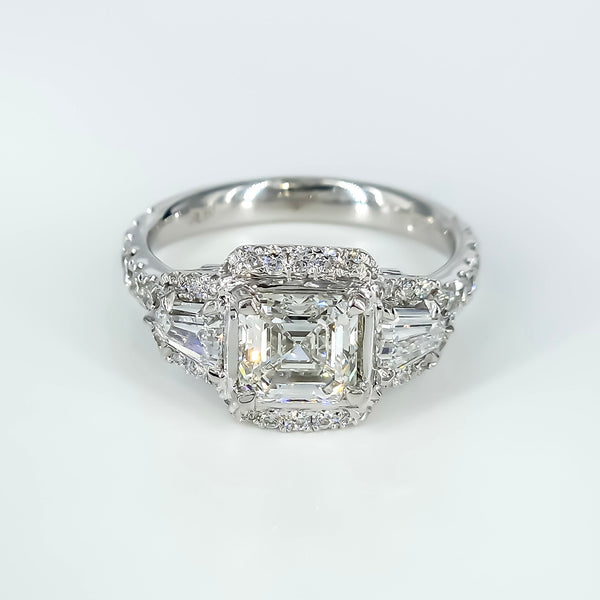 Exquisite 3.06 Carat Asscher-Cut Diamond Engagement Ring