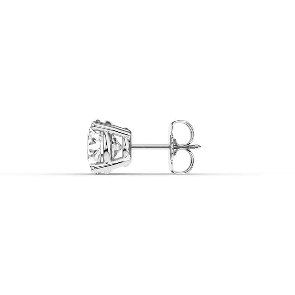 2.00 Carat Lab Grown Diamond Stud Earrings in 14K White Gold – VVS F Color, Pushback Setting