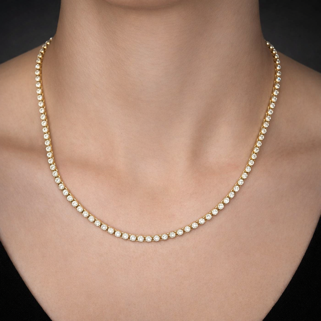 Classic Bezel Set Diamond Tennis Necklace