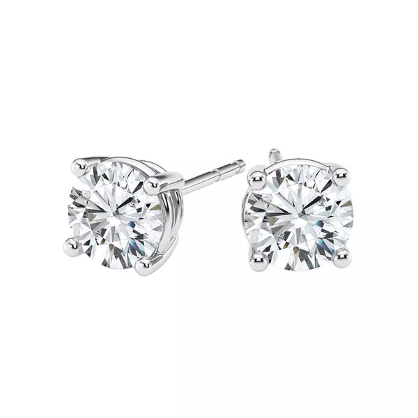 0.50 Carat Lab Grown Diamond Stud Earrings in 14K White Gold – VVS Clarity, F Color, Secure Pushback Setting