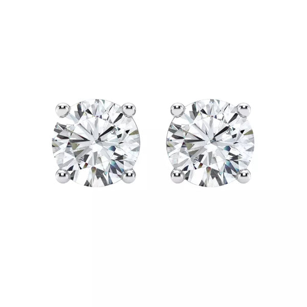 3.00 Carat Lab Grown Diamond Stud Earrings in 14K White Gold | EVS1 Clarity