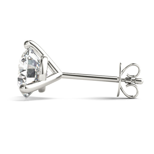 Three Prong Round Cut Diamond Stud Earrings