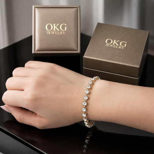 Lab Grown Black Rhodium Diamond Tennis Bracelet 7.50 CTW E–F VS in 14K White Gold | OKG Jewelry