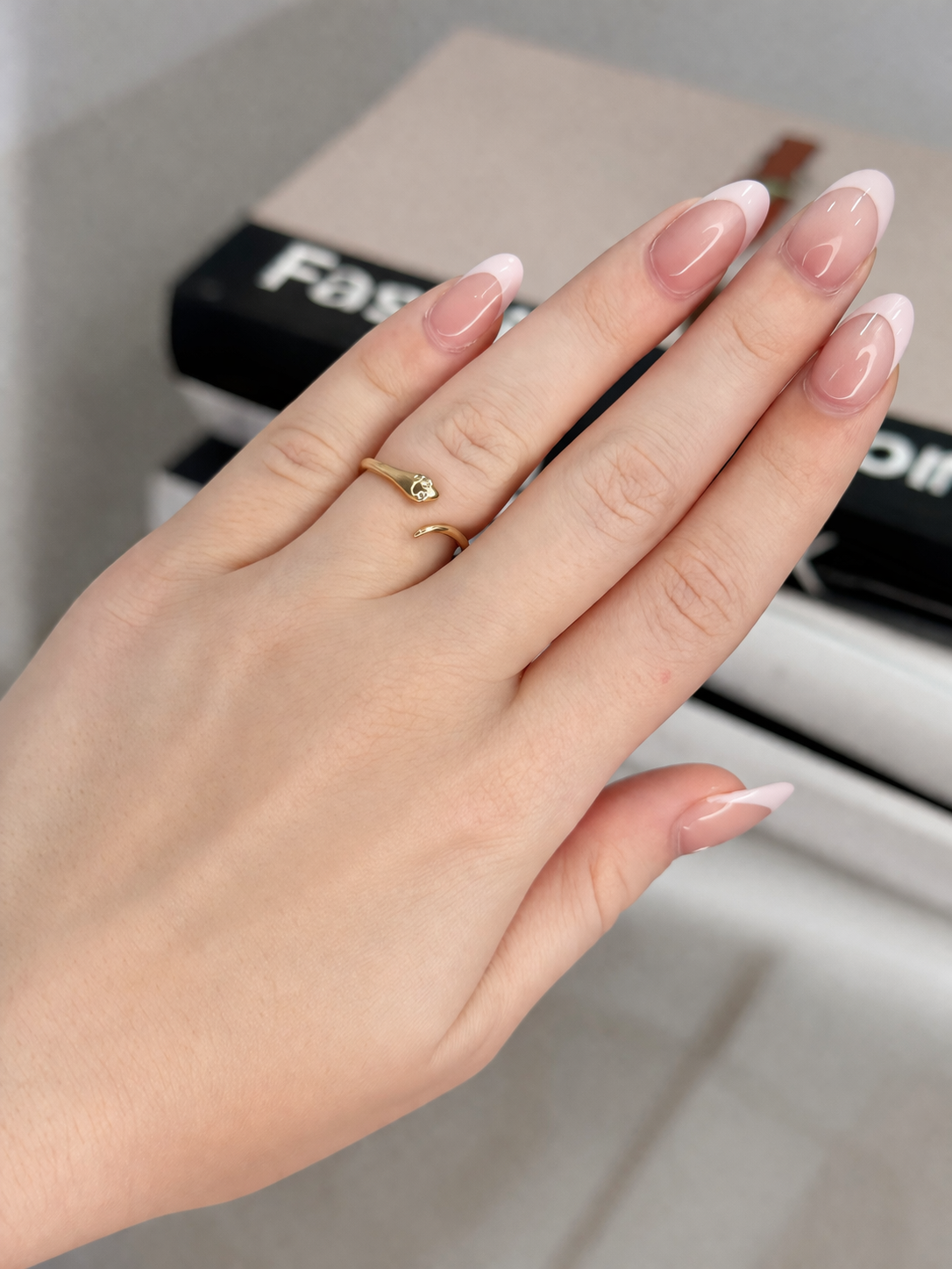 14K Gold Diamond Snake Ring – Serpent Design with 0.02ct Diamonds