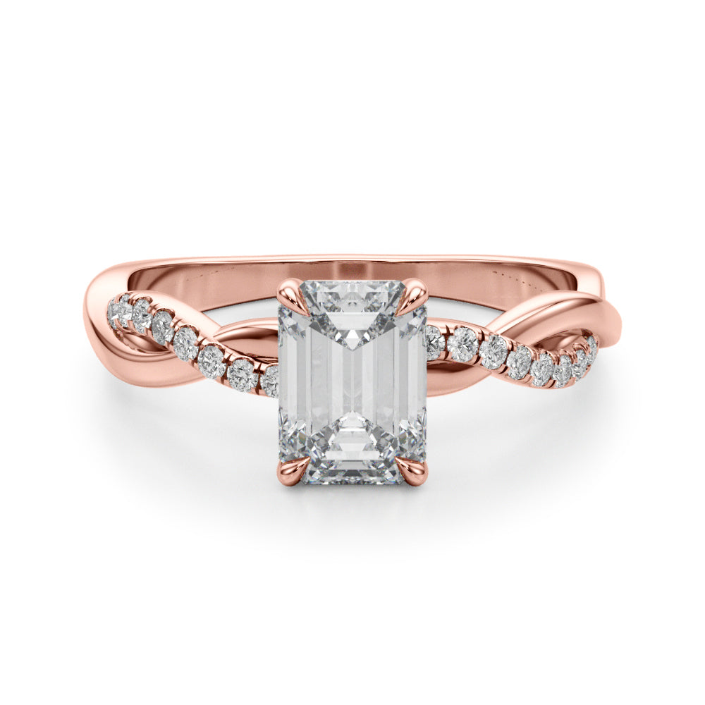 rose gold | shape: emerald