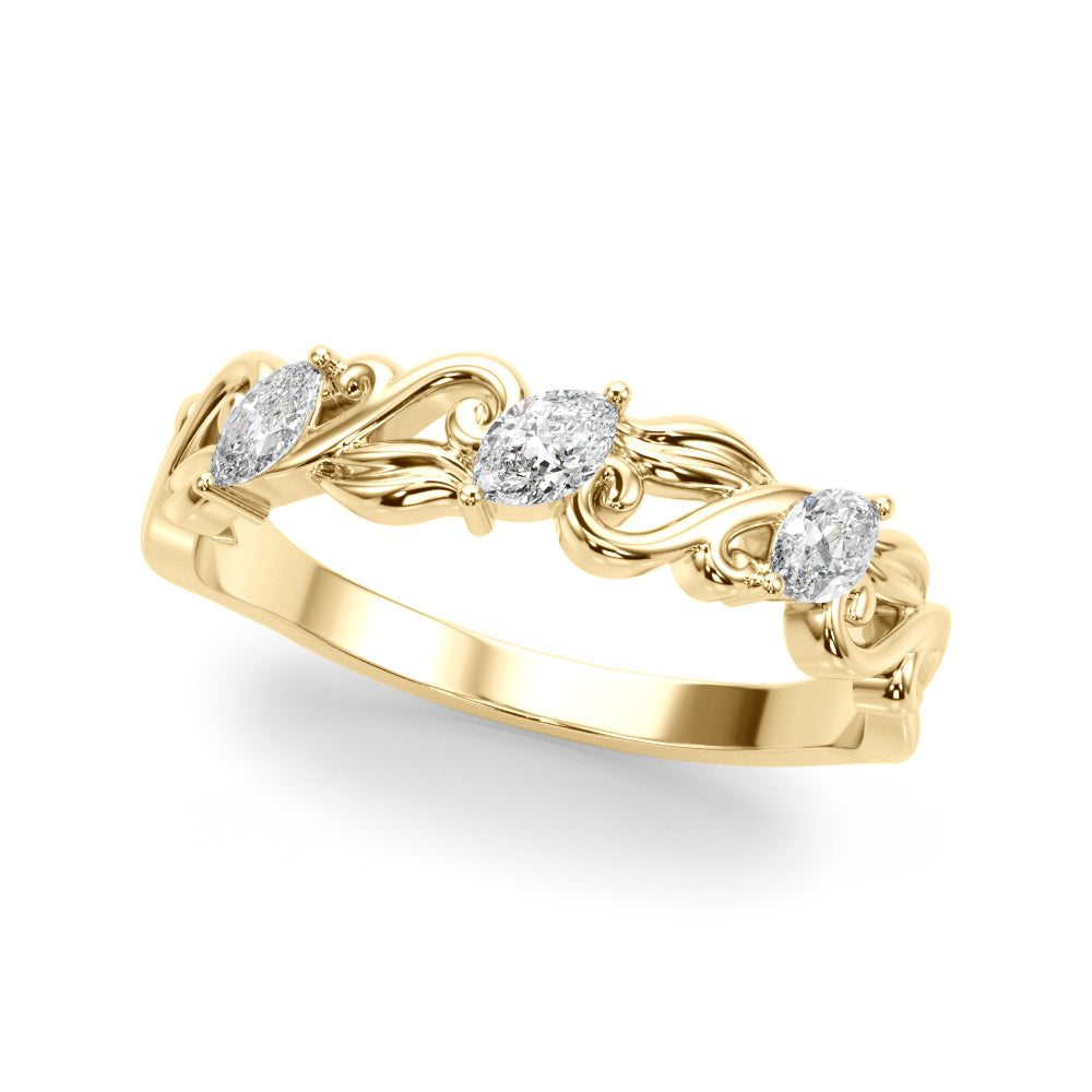 Nature Inspired Marquise Diamond Wedding Band in 14K Gold, 18K Gold, or Platinum – 0.50 CTW