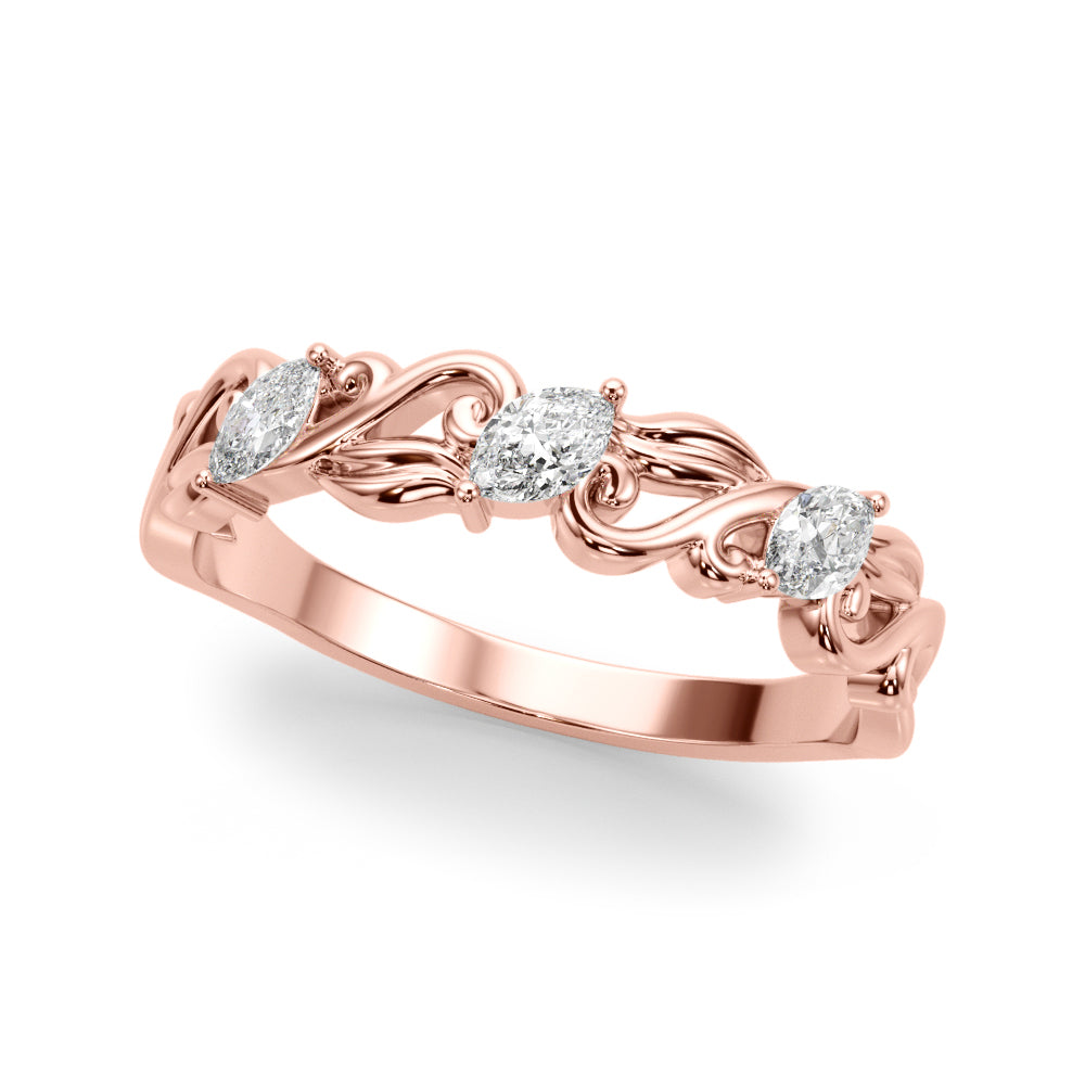 Nature Inspired Marquise Diamond Wedding Band in 14K Gold, 18K Gold, or Platinum – 0.50 CTW