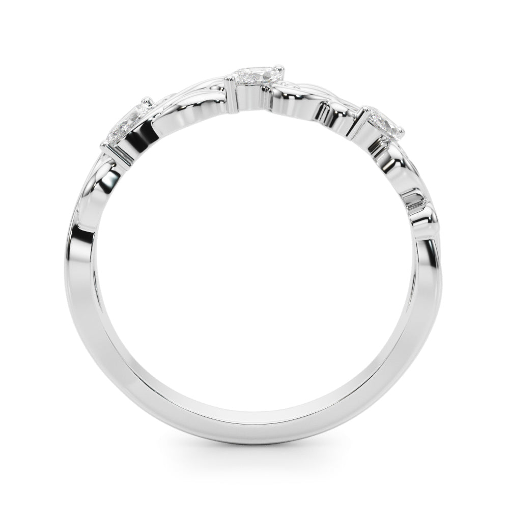 Nature Inspired Marquise Diamond Wedding Band in 14K Gold, 18K Gold, or Platinum – 0.50 CTW