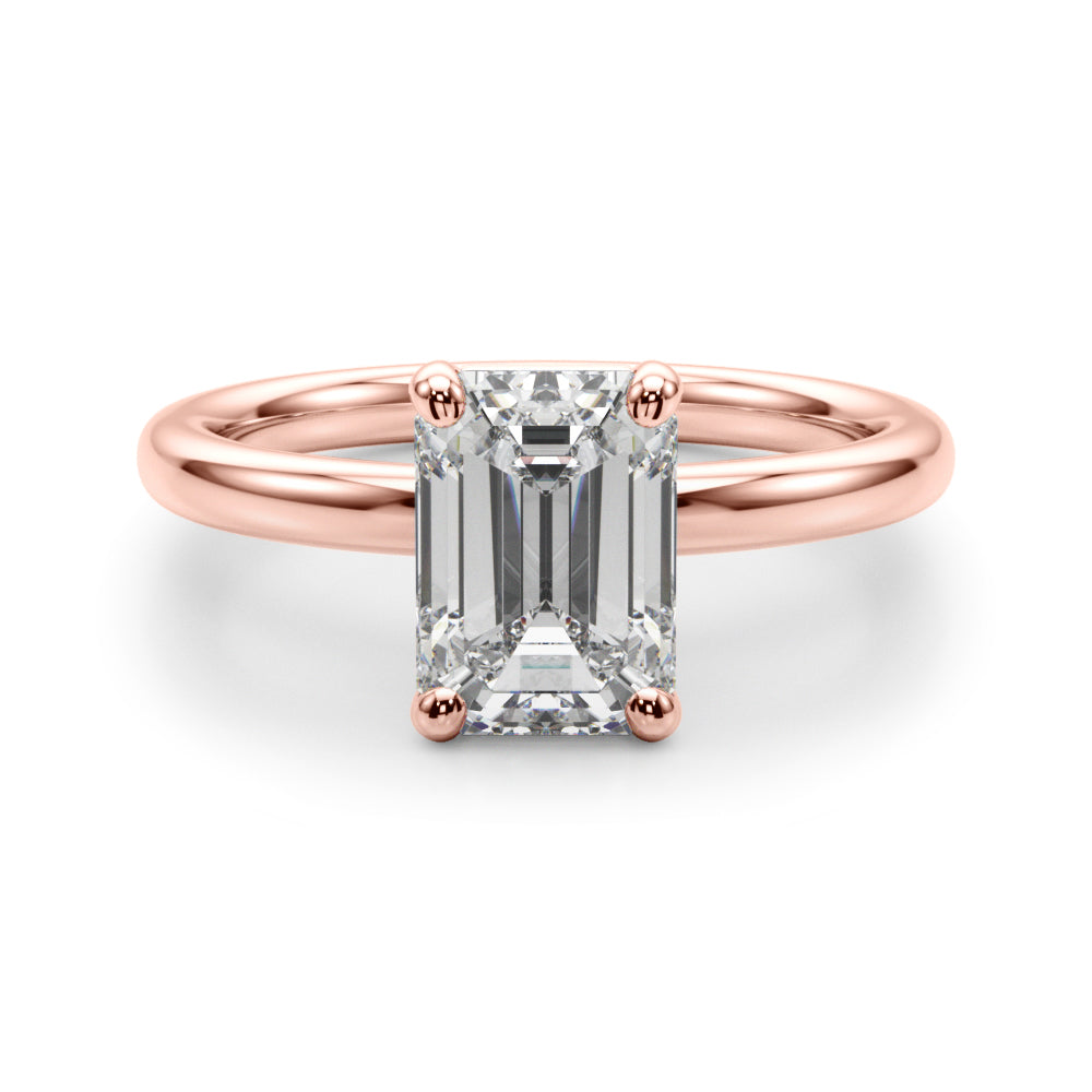 rose gold | shape: emerald