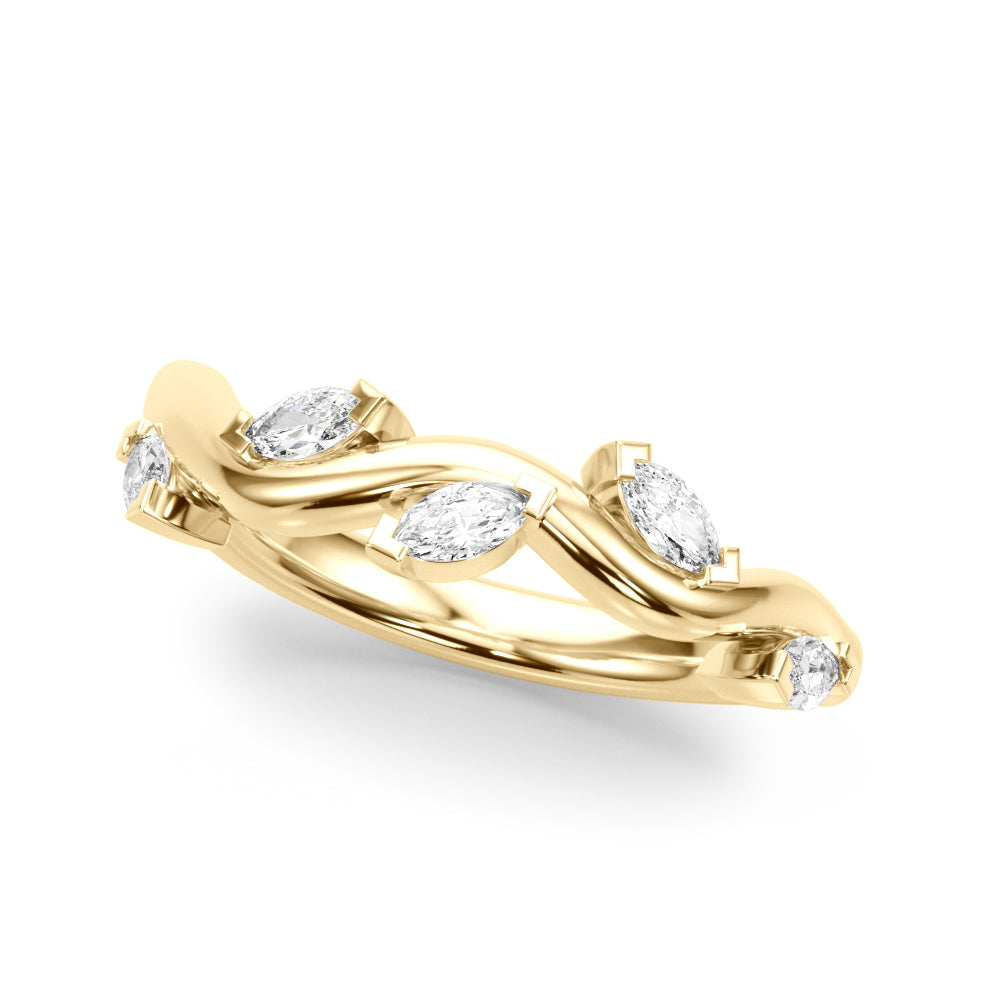 Nature Inspired Marquise Diamond Wedding Band in 14K Gold, 18K Gold, or Platinum – 0.75 CTW