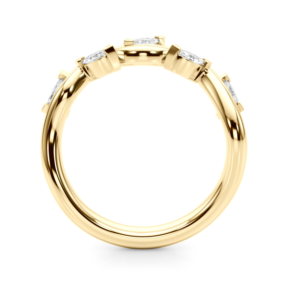 Nature Inspired Marquise Diamond Wedding Band in 14K Gold, 18K Gold, or Platinum – 0.75 CTW