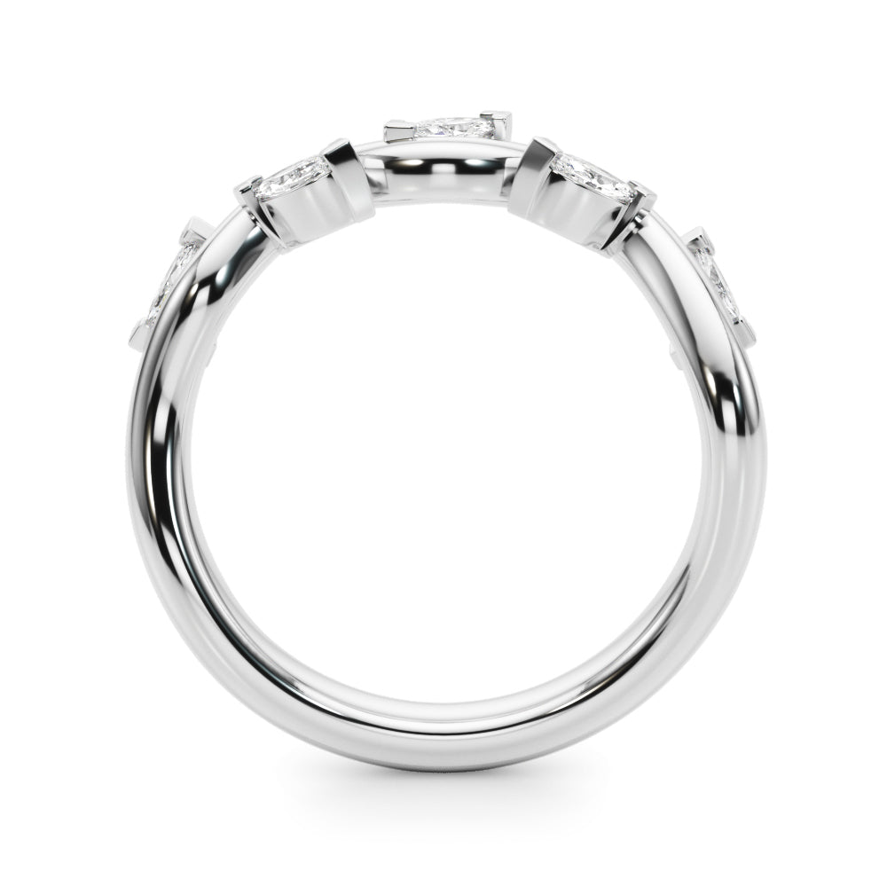 Nature Inspired Marquise Diamond Wedding Band in 14K Gold, 18K Gold, or Platinum – 0.75 CTW