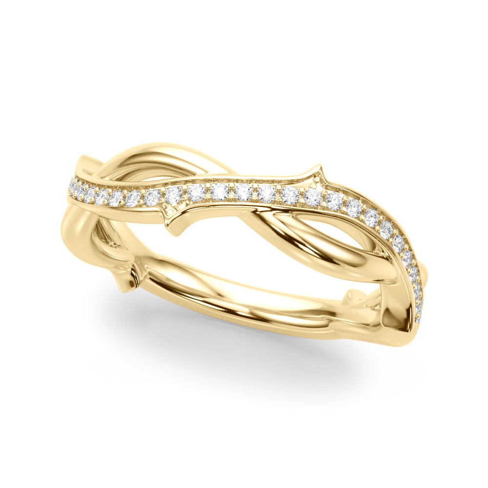 Nature Inspired Round Diamond Wedding Band in 14K Gold, 18K Gold, or Platinum – 0.50 CTW