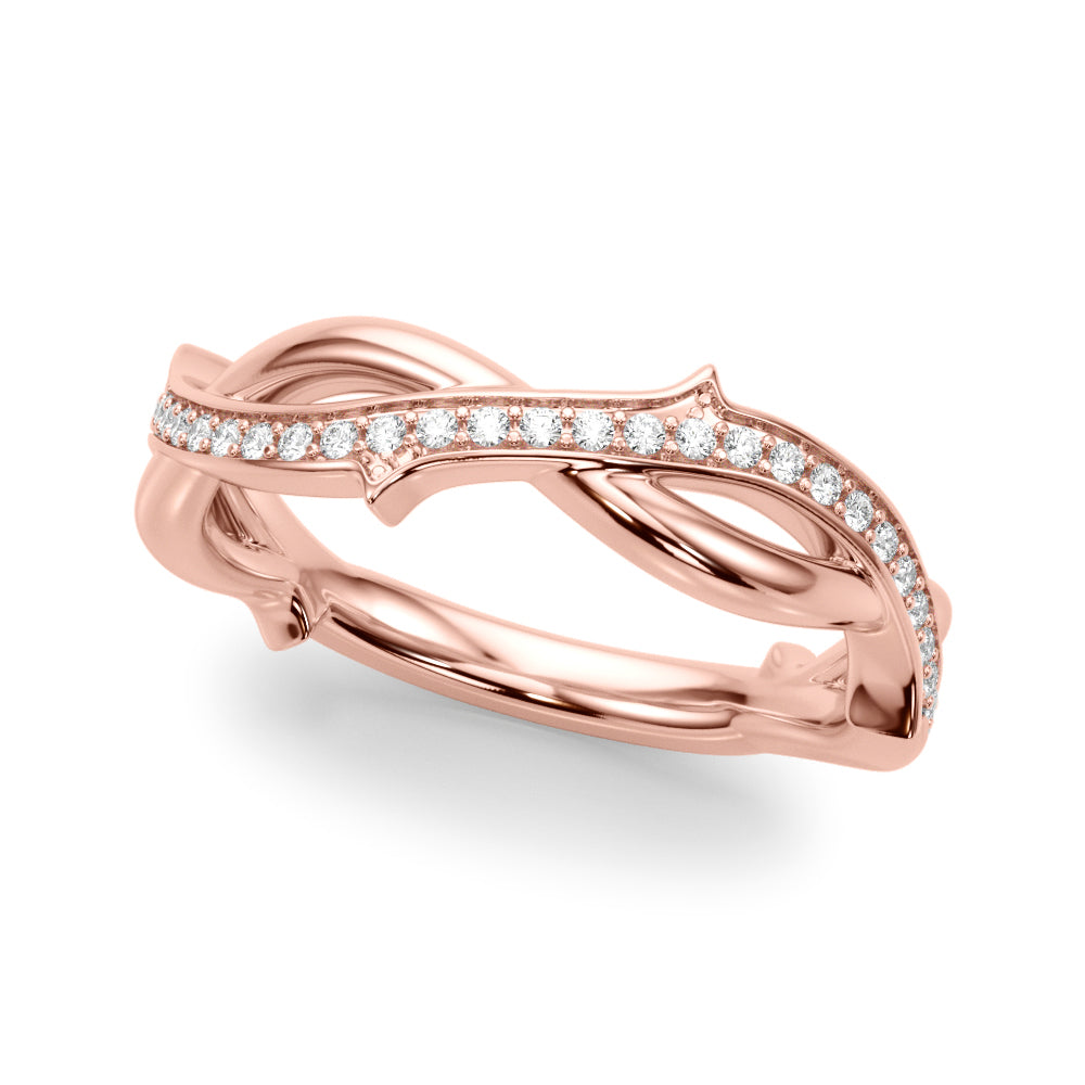 Nature Inspired Round Diamond Wedding Band in 14K Gold, 18K Gold, or Platinum – 0.50 CTW