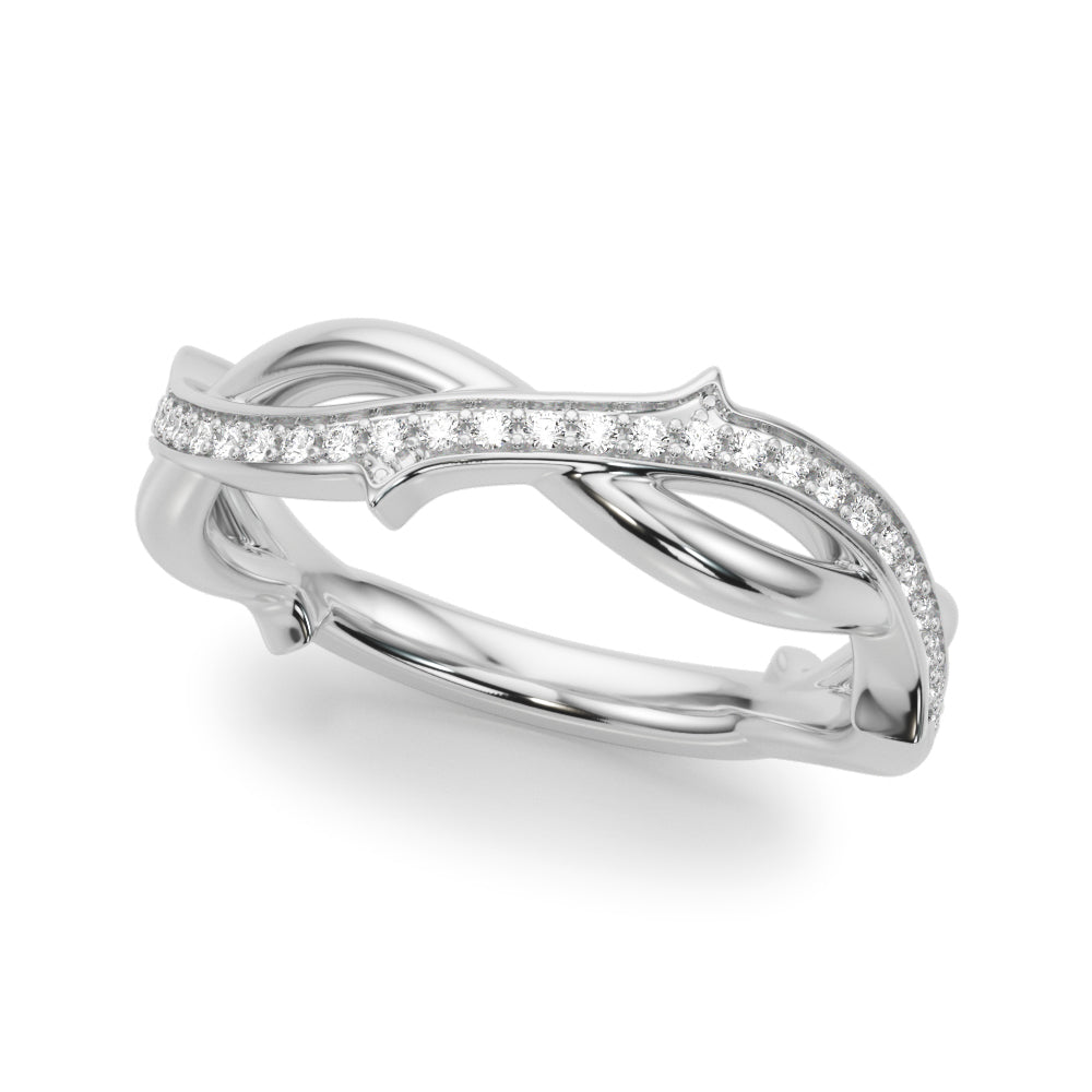 Nature Inspired Round Diamond Wedding Band in 14K Gold, 18K Gold, or Platinum – 0.50 CTW