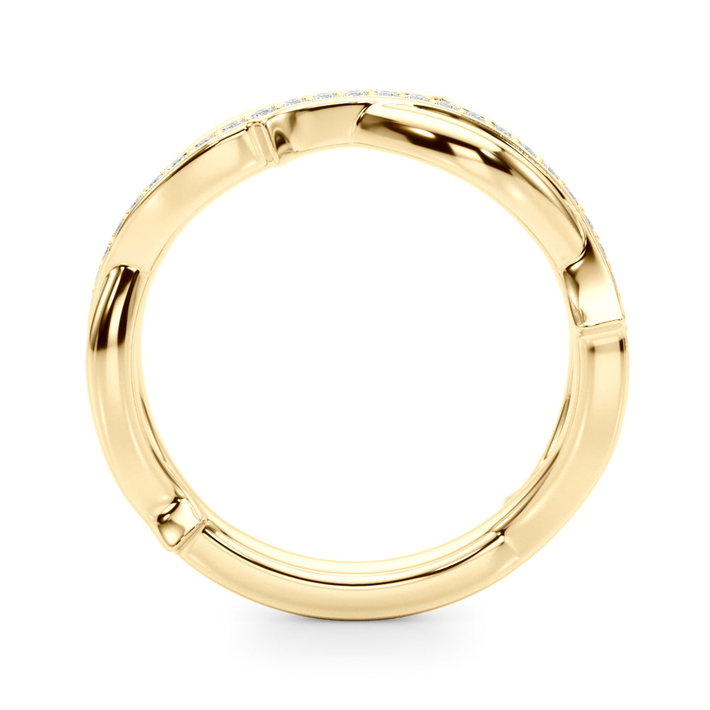 Nature Inspired Round Diamond Wedding Band in 14K Gold, 18K Gold, or Platinum – 0.50 CTW