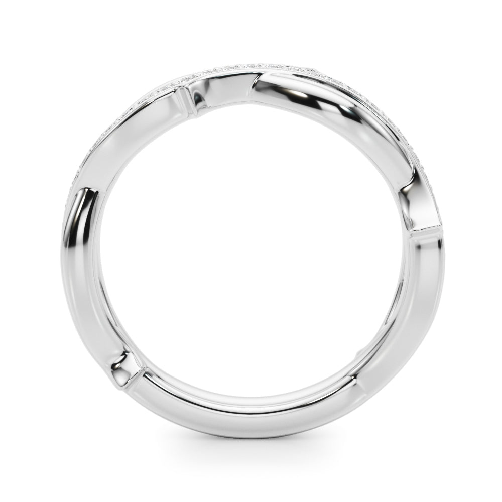 Nature Inspired Round Diamond Wedding Band in 14K Gold, 18K Gold, or Platinum – 0.50 CTW