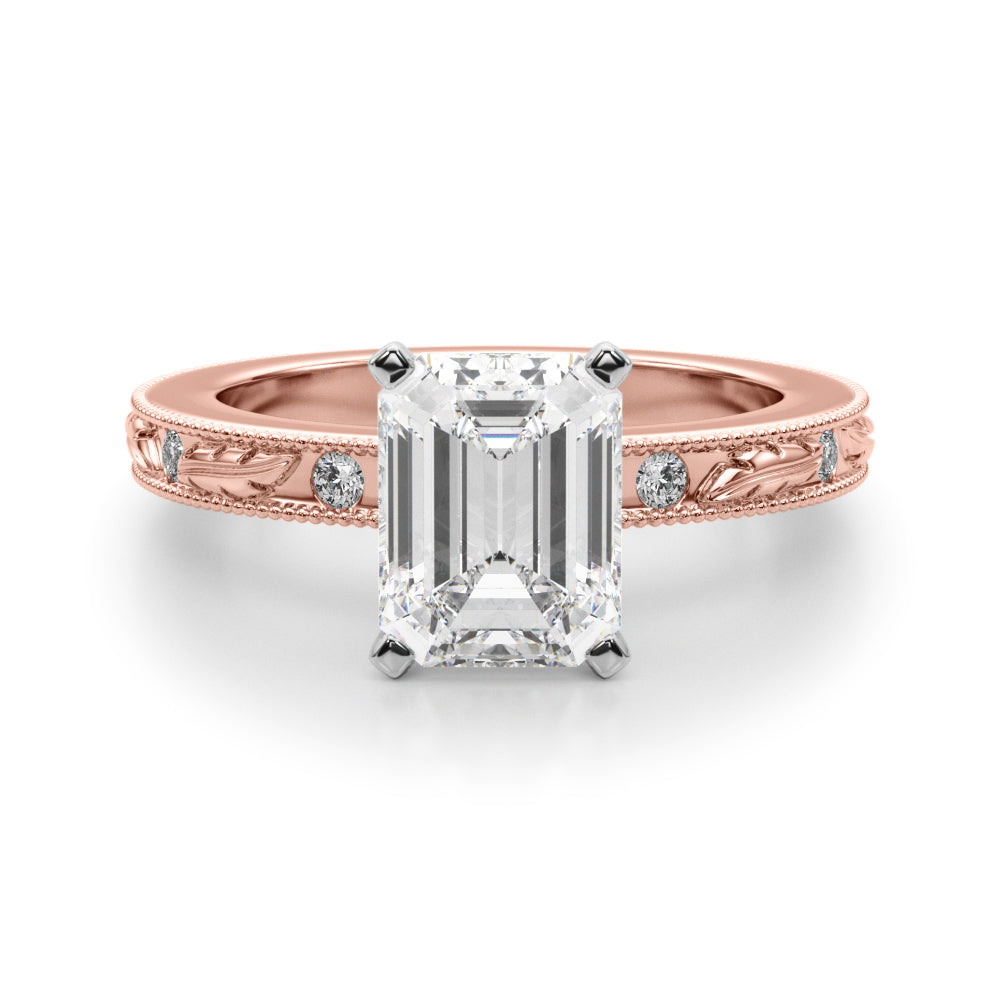 rose gold | shape: emerald
