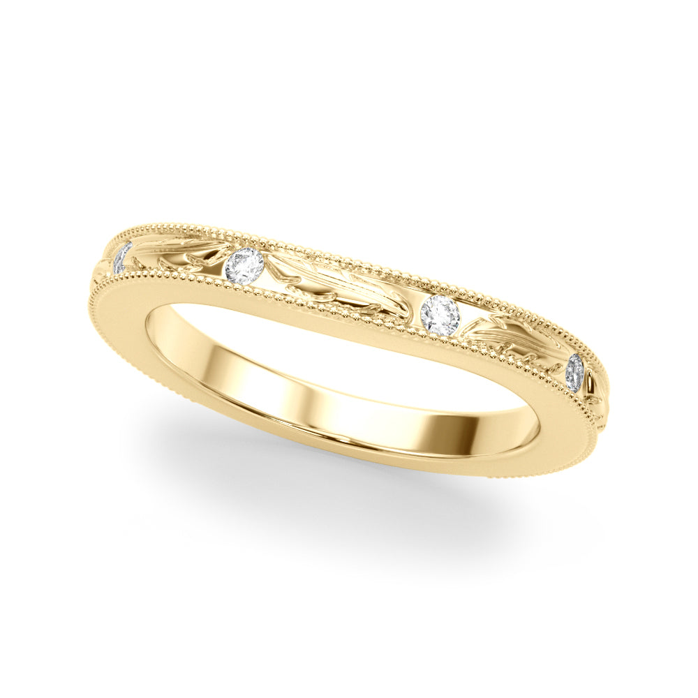 Vintage Inspired Round Diamond Wedding Band in 14K Gold, 18K Gold, or Platinum – 0.50 CTW