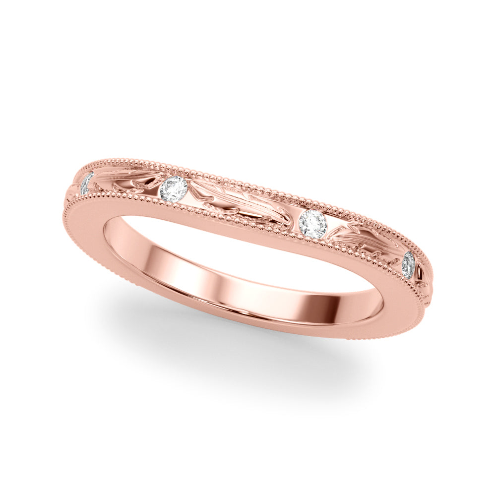 Vintage Inspired Round Diamond Wedding Band in 14K Gold, 18K Gold, or Platinum – 0.50 CTW