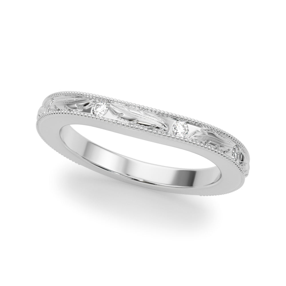 Vintage Inspired Round Diamond Wedding Band in 14K Gold, 18K Gold, or Platinum – 0.50 CTW