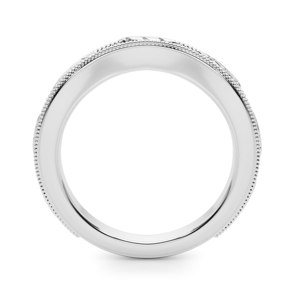 Vintage Inspired Round Diamond Wedding Band in 14K Gold, 18K Gold, or Platinum – 0.50 CTW