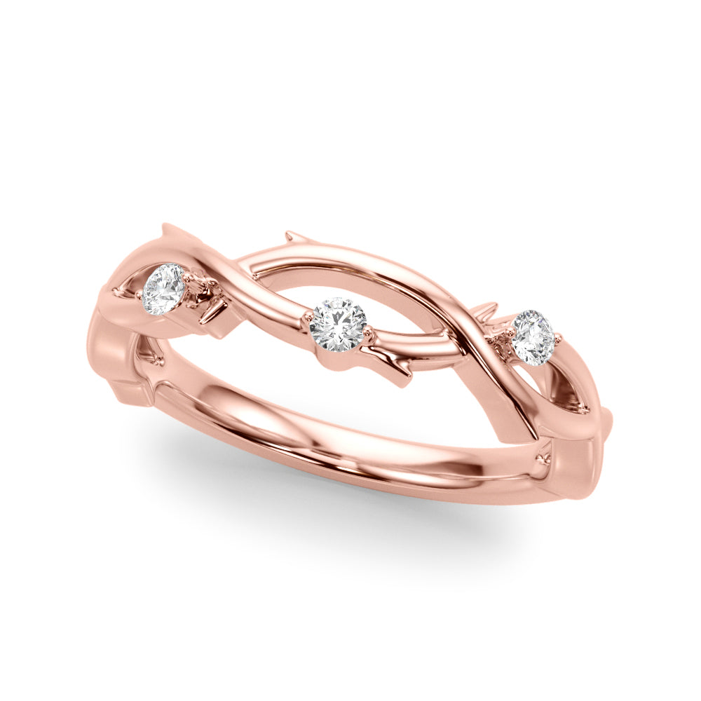 Nature Inspired Diamond Wedding Band in 14K Gold, 18K Gold, or Platinum – 0.25 CTW