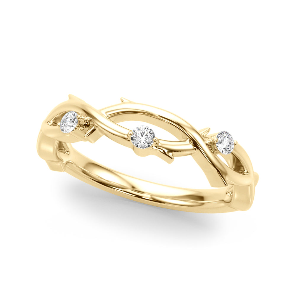 Nature Inspired Diamond Wedding Band in 14K Gold, 18K Gold, or Platinum – 0.25 CTW