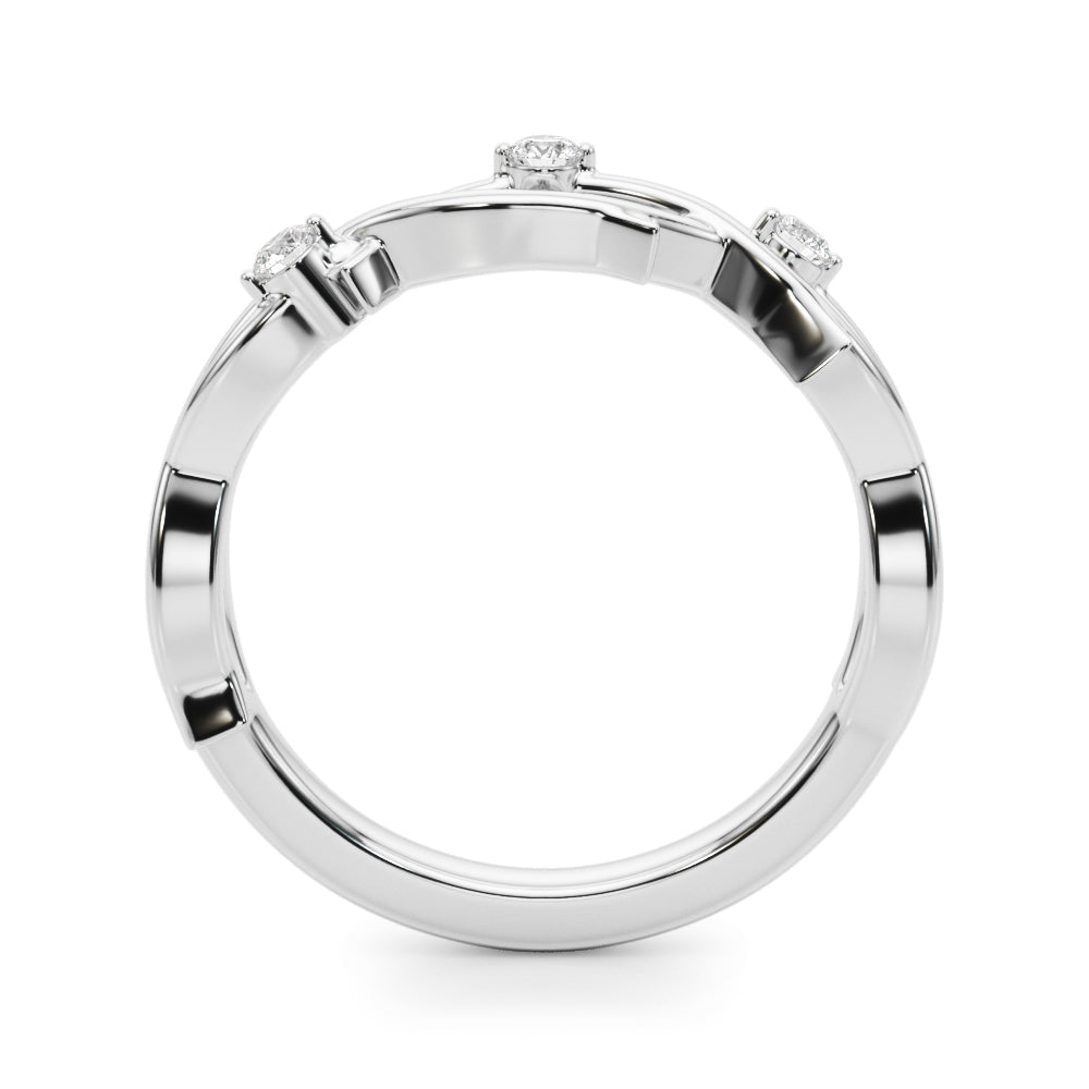 Nature Inspired Diamond Wedding Band in 14K Gold, 18K Gold, or Platinum – 0.25 CTW