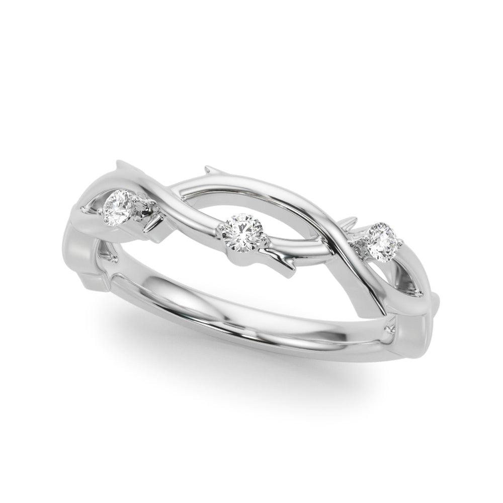 Nature Inspired Diamond Wedding Band in 14K Gold, 18K Gold, or Platinum – 0.25 CTW