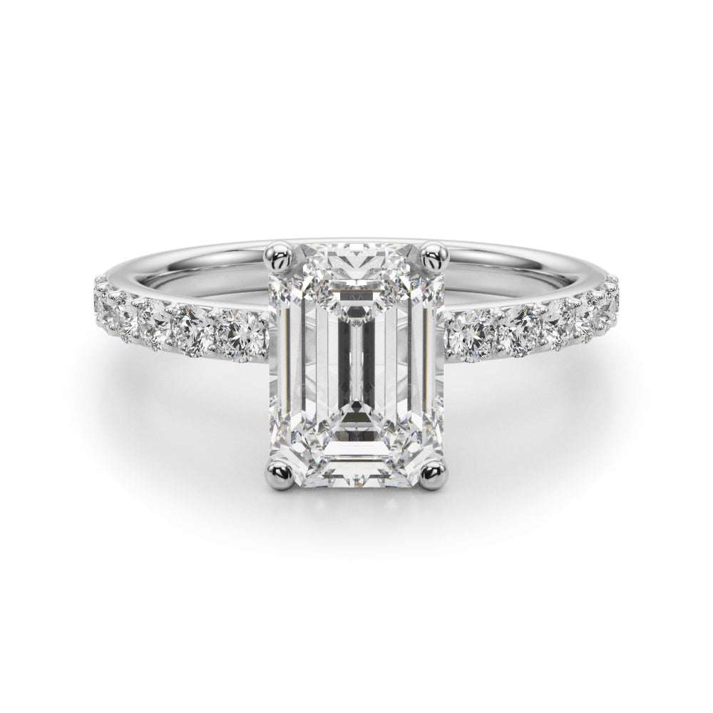 white gold, platinum | shape: emerald