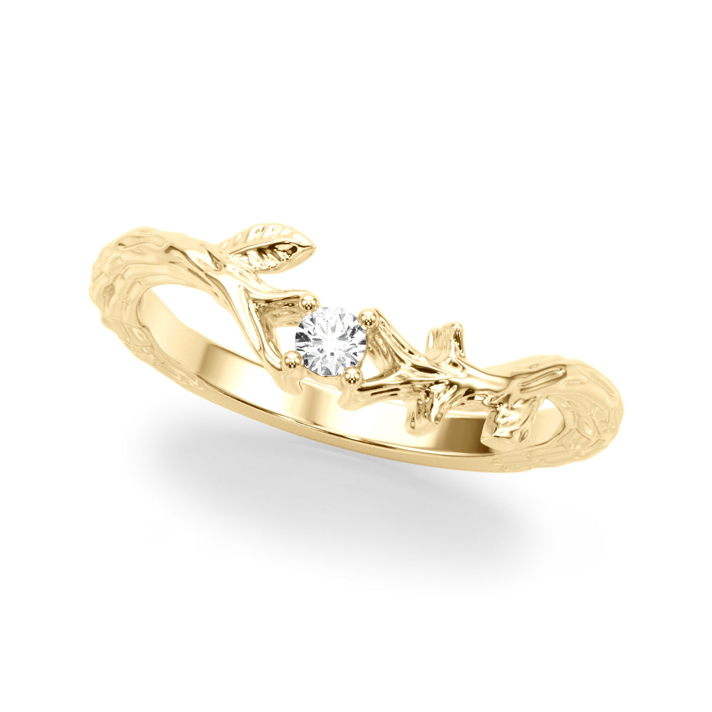 Leaf Inspired Diamond Wedding Band in 14K Gold, 18K Gold, or Platinum – 0.25 CTW
