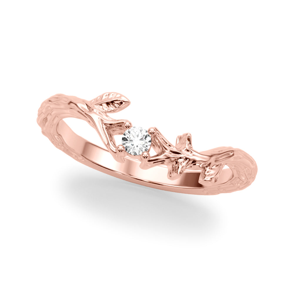 Leaf Inspired Diamond Wedding Band in 14K Gold, 18K Gold, or Platinum – 0.25 CTW