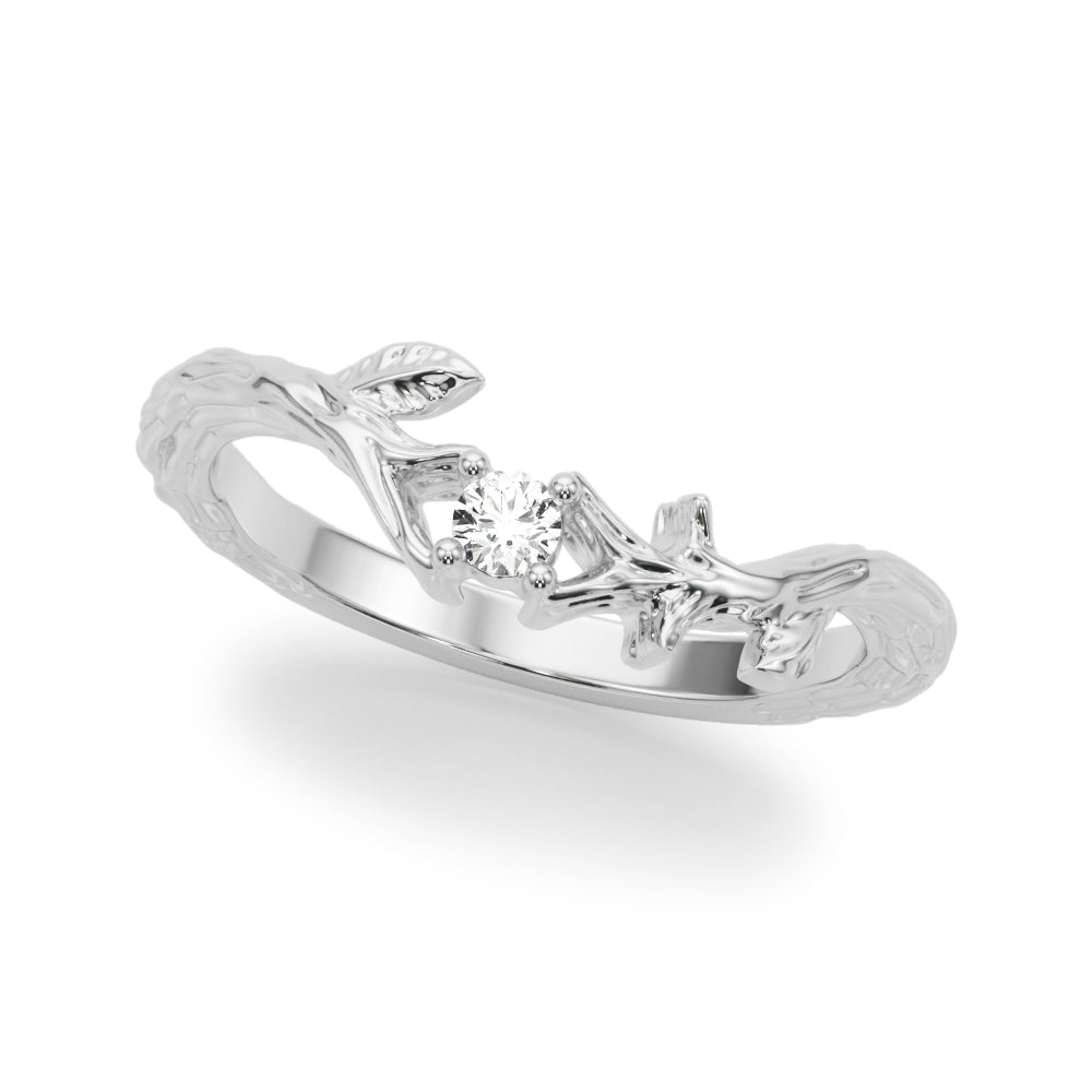 Leaf Inspired Diamond Wedding Band in 14K Gold, 18K Gold, or Platinum – 0.25 CTW