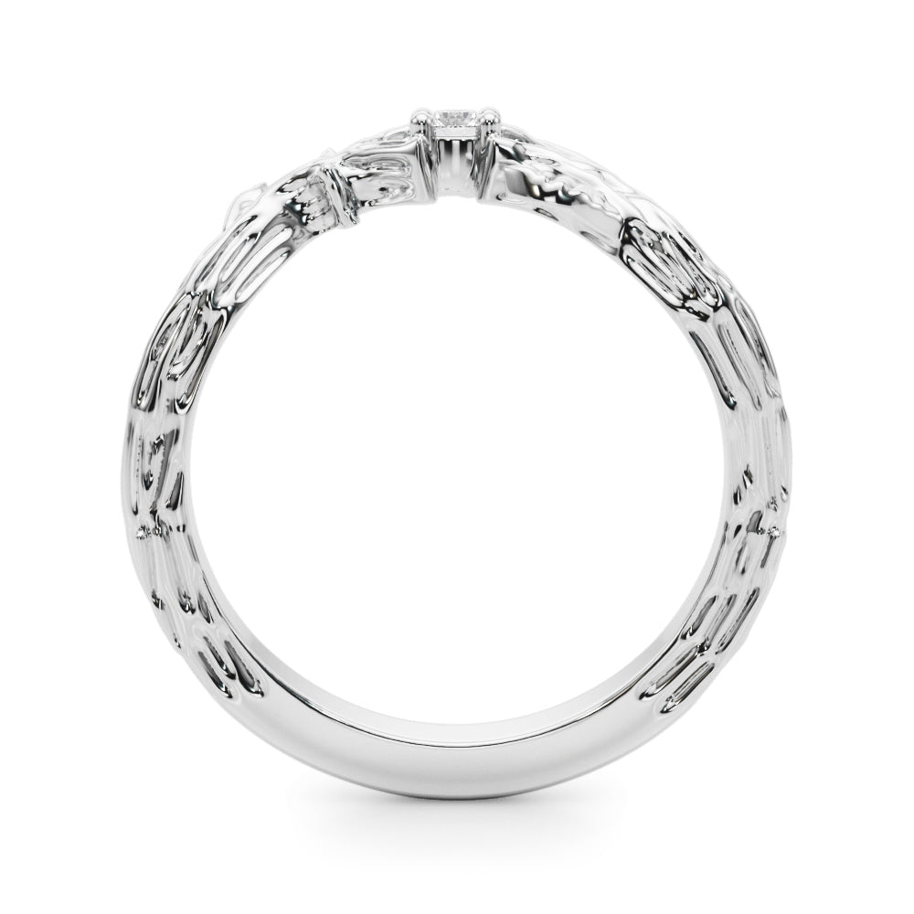 Leaf Inspired Diamond Wedding Band in 14K Gold, 18K Gold, or Platinum – 0.25 CTW
