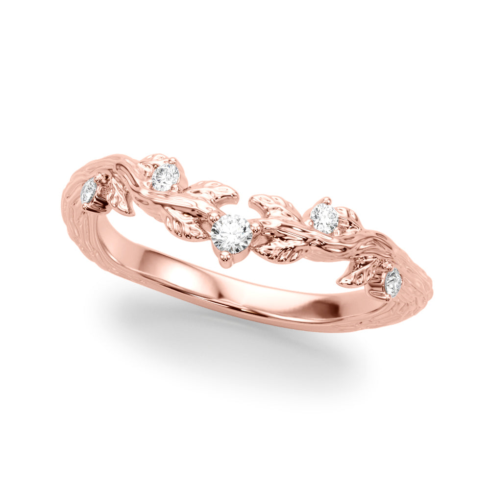 Nature Inspired Diamond Wedding Band in 14K Gold, 18K Gold, or Platinum – 0.25 CTW