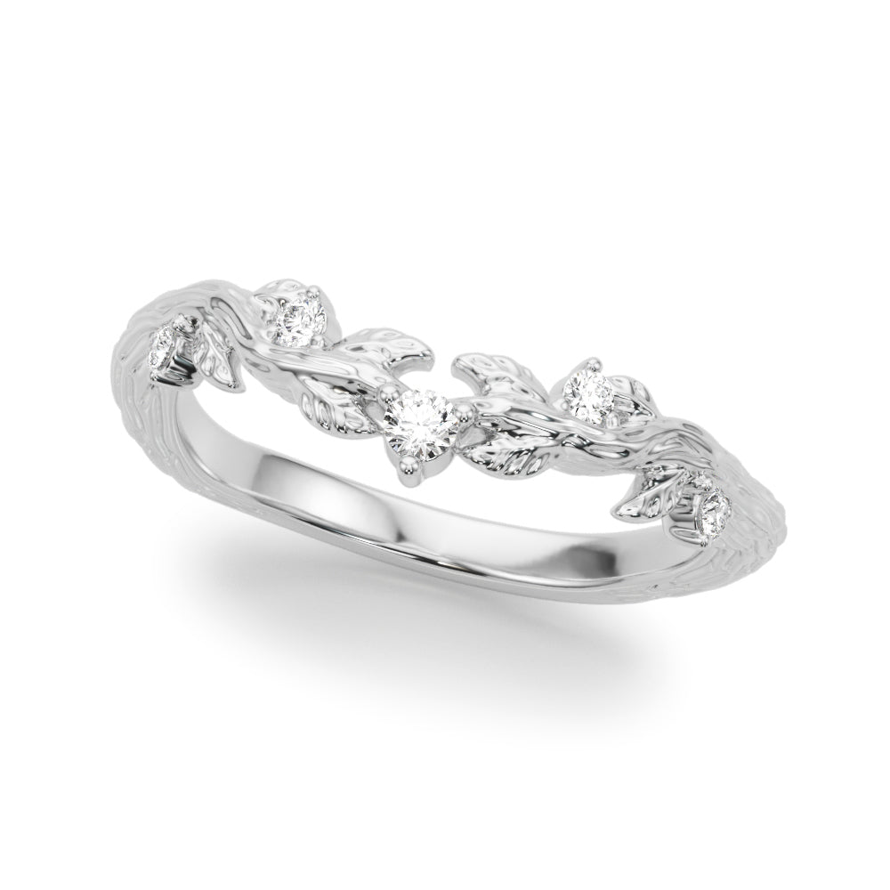 Nature Inspired Diamond Wedding Band in 14K Gold, 18K Gold, or Platinum – 0.25 CTW