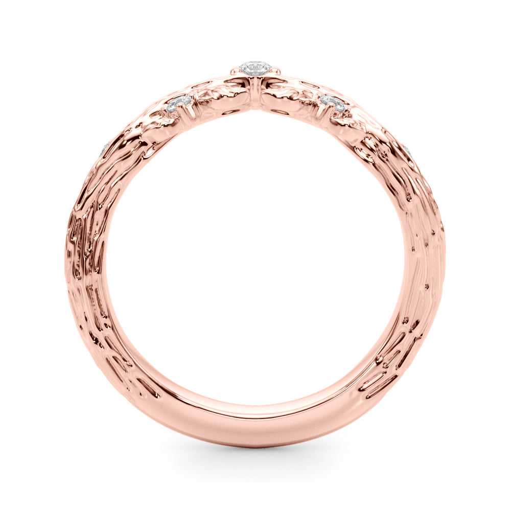 Nature Inspired Diamond Wedding Band in 14K Gold, 18K Gold, or Platinum – 0.25 CTW