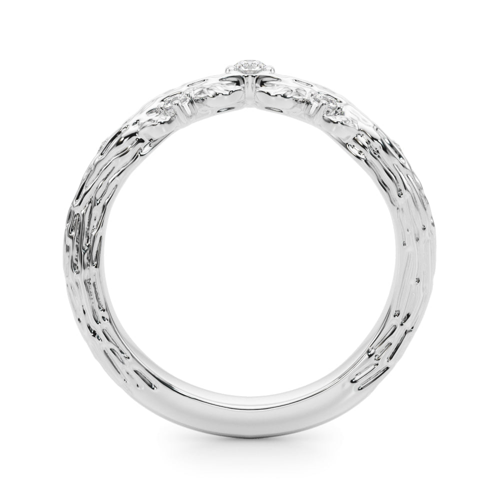 Nature Inspired Diamond Wedding Band in 14K Gold, 18K Gold, or Platinum – 0.25 CTW